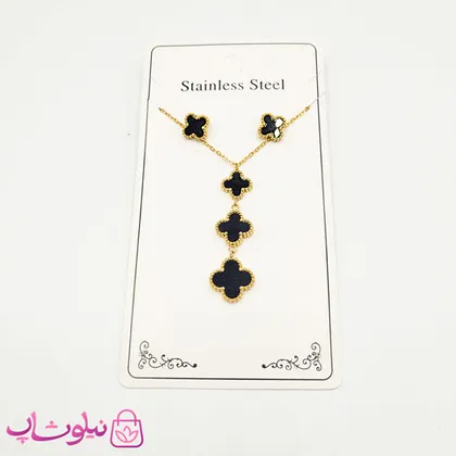 ست گوشواره و گردنبند دخترانه ونکلیف مشکی
