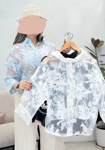 شومیز شیشه ای گل‌دار
