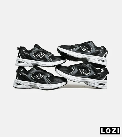 کفش کتانی زنانه و مردانه مشکی طوسی سفید NEW BALANCE 530 مدل 6625