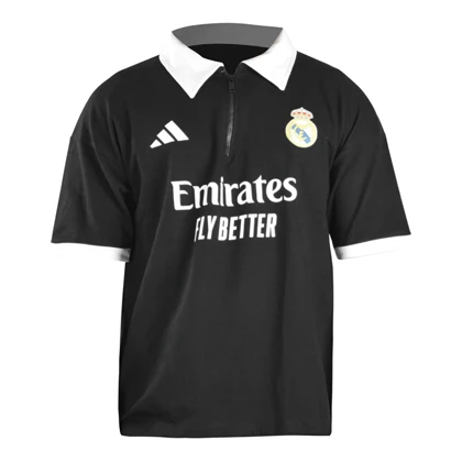 پولوشرت نیم زیپ اسپرت رئال مادرید مدل CMP-Adidas -3E827 مشکی