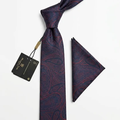 کراوات و پوشت دستدوز طرح جقه مثلثی برند Massimo Dutti