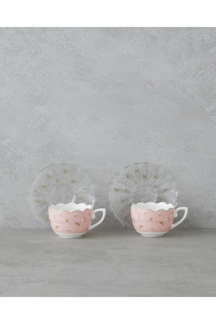 فنجان قهوه دو نفره English Home مدل Charming New Bone China - صورتی