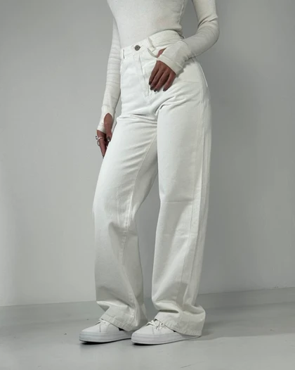 شلوار نیم بگ سفید کد 1000164