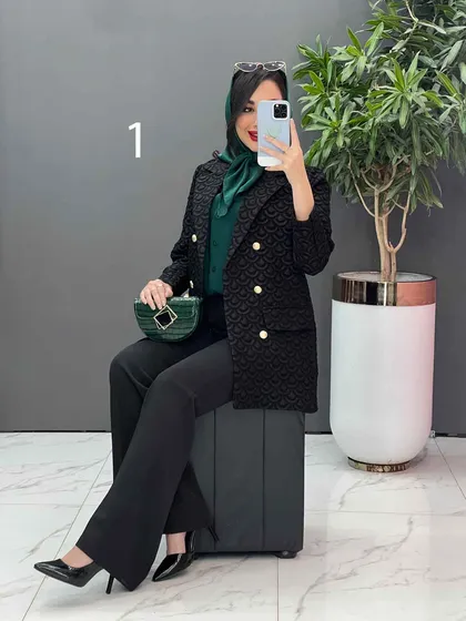 مانتو کتی طرح دار شش دکمه