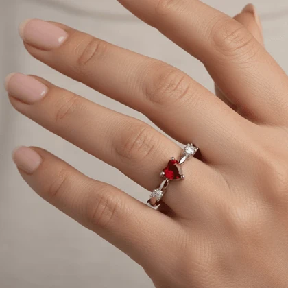 انگشتر دخترانه مدل نگین یاقوتی