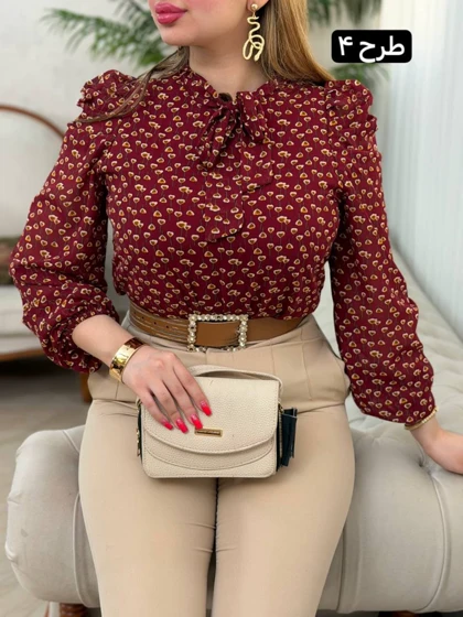 شومیز حریر آستین پف 3698