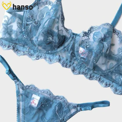 ست شورت و سوتین فنردار توری ژینا Jina آبی