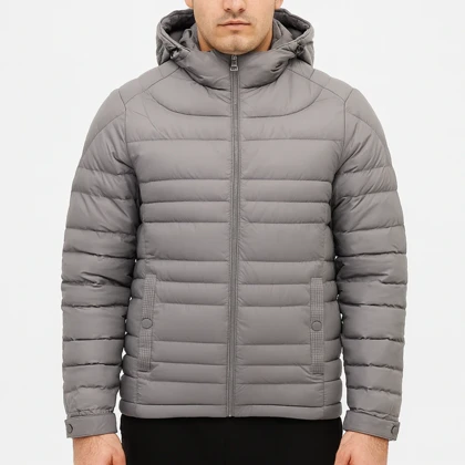 کاپشن پر مردانه سیلیکونی طوسی استایل گرم و شیک مناسب فصل سرما کد 27710