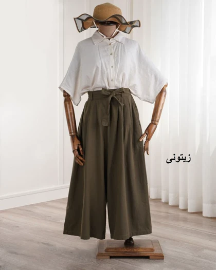 شلوار دامنی لینن شینا کد 29308