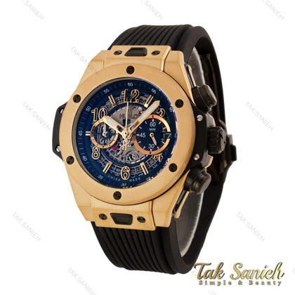 ساعت هابلوت Big Bang Unico مردانه طلایی مشکی پشت شیشه ای Hublot-5574-G