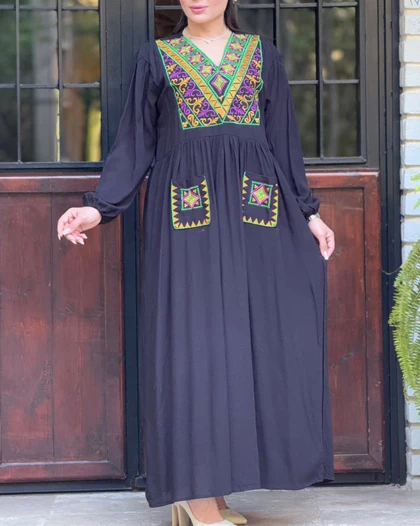 ماکسی نخی گلدوزی دوجیب 4122