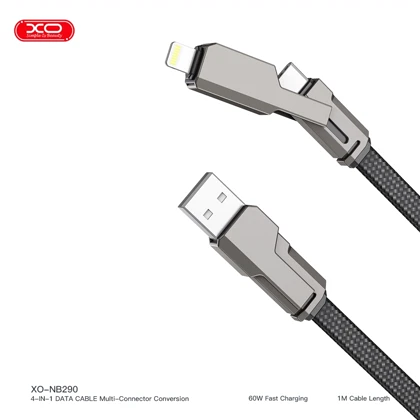 کابل شارژ 4 در 1 ایکس او مدل XO-NB290 توان 60W و طول 1m