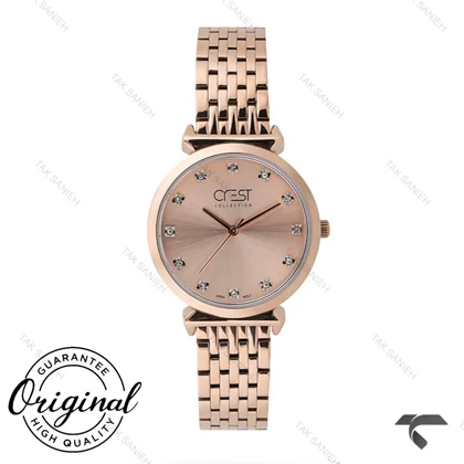 ساعت کرست زنانه 6294-2 صفحه رزگلد بند رزگلد Crest-11140-L