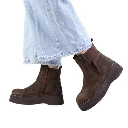 ست بوت و کیف جیر قهوه‌ای زنانه