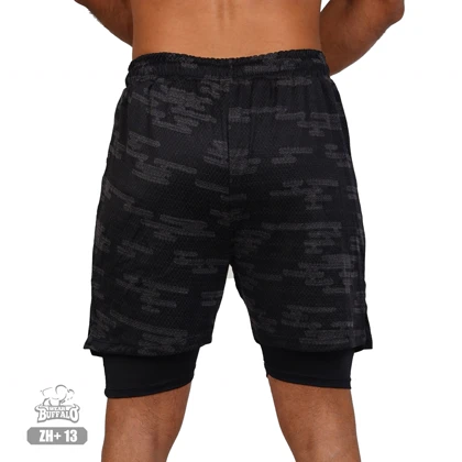 شلوارک بوفالو کشاله دار مشکی چریکی