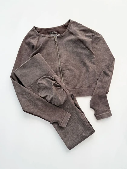 ست سویشرت فینگر دار دو زیپ و لگ پشت چروک ورزشی سیملس برفکی