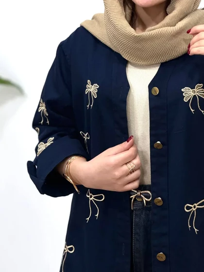 مانتو کتان گلدوزی آیسو ویولت (ایراد دار)