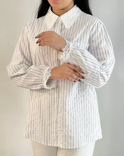 شومیز راه راه سفید کد 5464