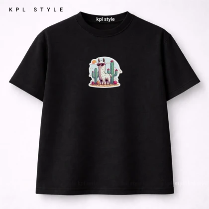 تیشرت باکسی طرح لاما 100٪ پنبه | کد 1390