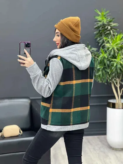 شکت چهارخونه ترکیبی دو جیب پاکتی