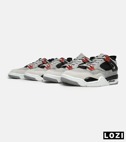کتانی ساق‌دار بزرگ پا طوسی مشکی قرمز Nike air jordan 4