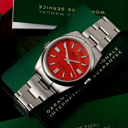 ساعت رولکس اویستر پرپچوال مردانه صفحه قرمز 104121