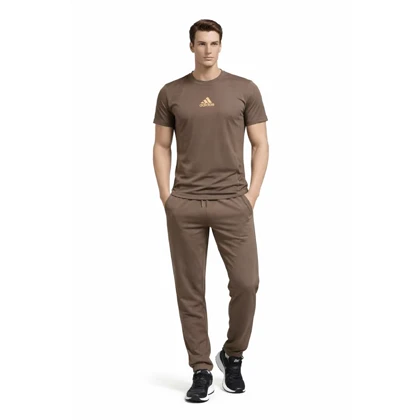 تیشرت مردانه موکا (نسکافه‌ای) ورزشی و روزمره پارچه لطیف و تنفس‌پذیر