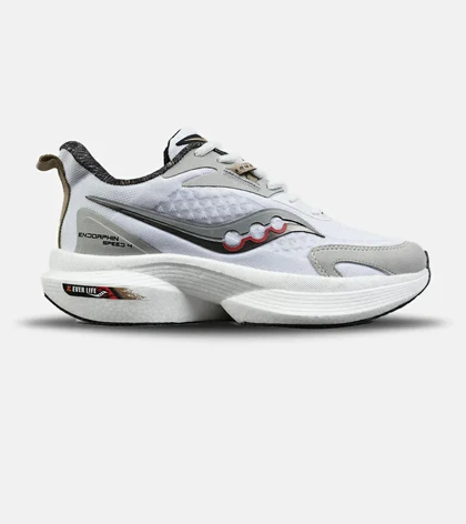 کفش کتانی مردانه و زنانه سفید طوسی Saucony Endorphin Speed 4 مدل 8869