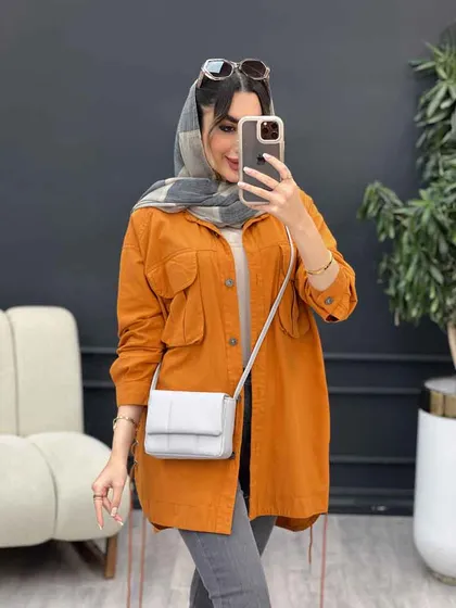 مانتو لینن جیب پیله بند دار
