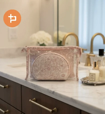 کیف لوازم آرایش سه تکه طرحدار در سه رنگ