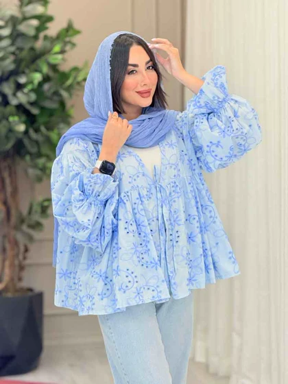 مانتو طرح گل چین‌دار 6749