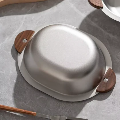 تابه استیل سیلور دسته چوبی در سه سایز