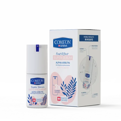 سرم ضد لک صورت کامان Comeon مدل Super Serum حاوی نیاسینامید و آلفا آربوتین حجم 30 میلی‌لیتر