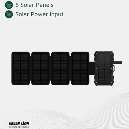 پاور بانک 20000 وایرلس خورشیدی گرین لاین GNSOL5PN20BK توان 22.5 وات