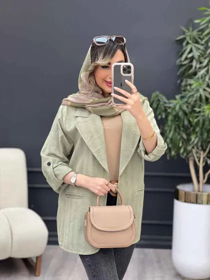 مانتو کتی دو دکمه جیب نما