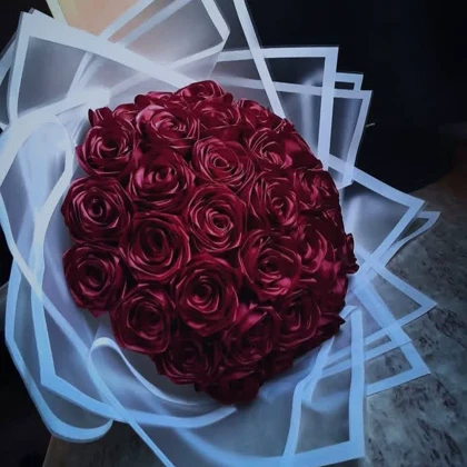 گل رز جاودان 25 شاخه زرشکی