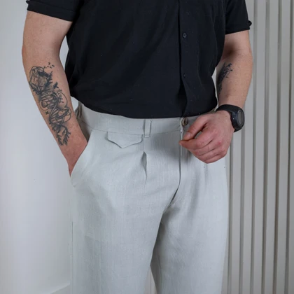 شلوار پارچه ای مردونه لینن پیله دار راسته ZARA