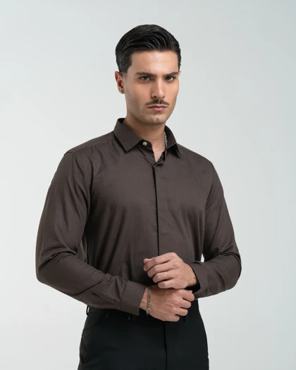 ام کی کالکشن پیراهن آستین بلند mk-2028-brown