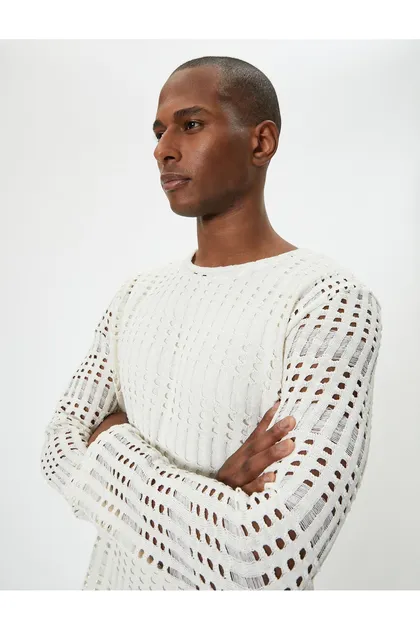 ژاکت روباز با یقه آستین بلند 4SAM70148MK