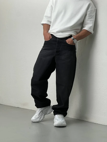 شلوار مردانه جین نیم بگ ترک