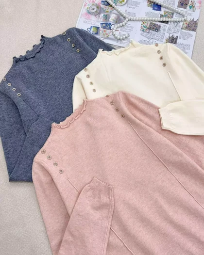 پلیور بافت سرشانه دکمه کد 5477