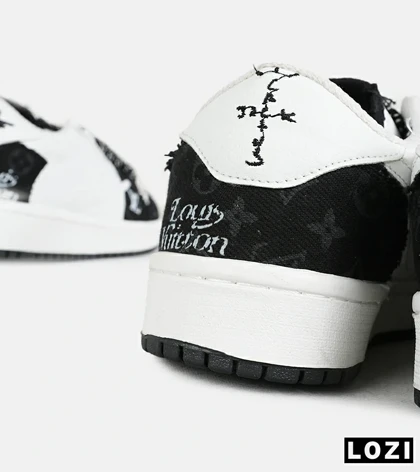 کفش کتانی مردانه و زنانه مشکی سفید NIKE LOUIS VUITTON x travis scott