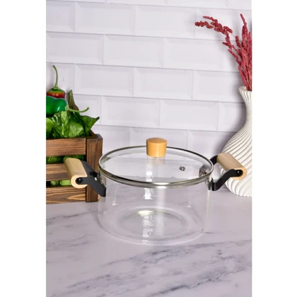 قابلمه پیرکس دسته بامبو