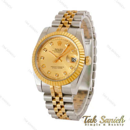 ساعت رولکس مردانه دورنگ طلایی صفحه طلایی اتوماتیک Rolex-5352-G