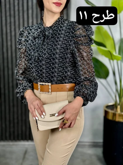 شومیز حریر آستین پف کد 1865