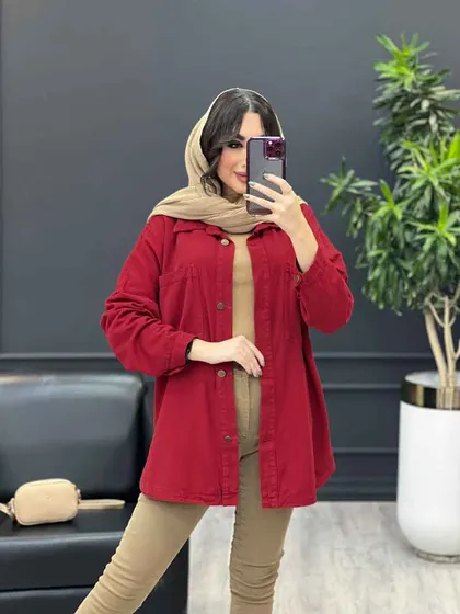 مانتو جین رنگی دو جیب