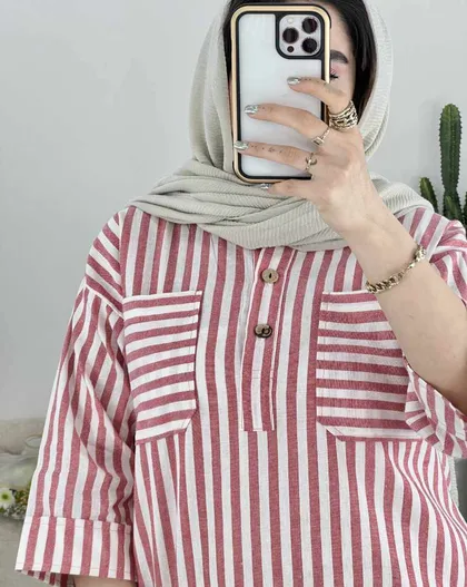 شومیز جلو بسته راه راه(41)کد3474