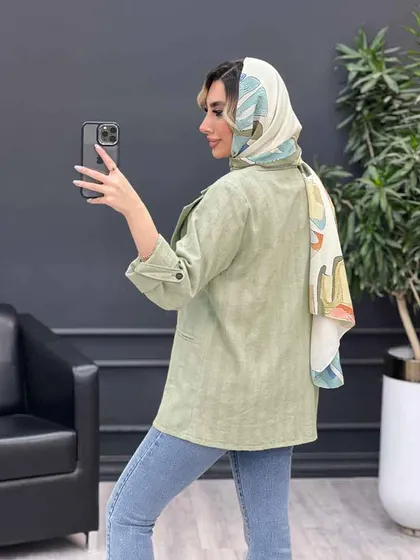 مانتو کتی دو دکمه جیب نما