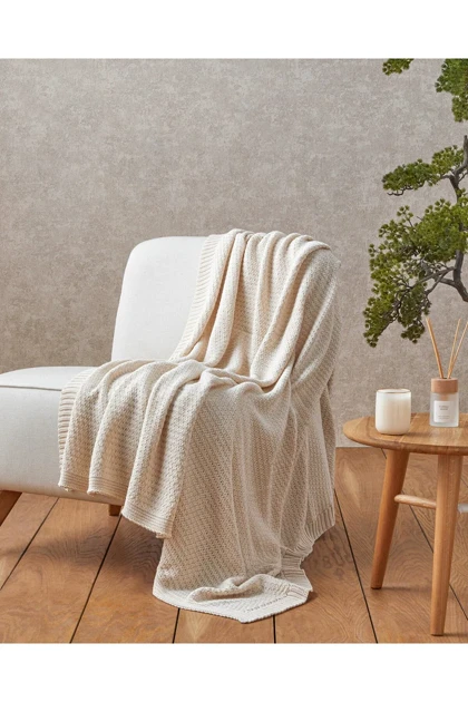 شال مبل مدل Simple White پنبه‌ای - شیری