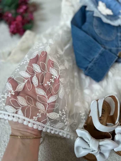 کت جین و سارافون مدل پروانه